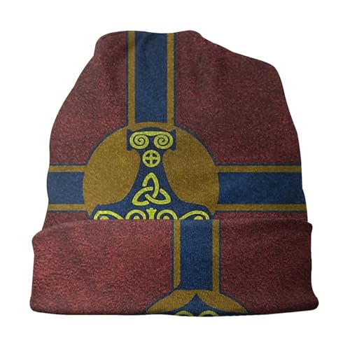 Bonnet tricoté Mjolnir totem mythologie nordique vintage pour hommes et femmes
