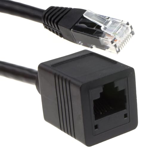 kenable Network CAT6 UTP Ethernet RJ45 Extension Cable Male to Female Full Copper Gigabit 1000Mbps Black 1m