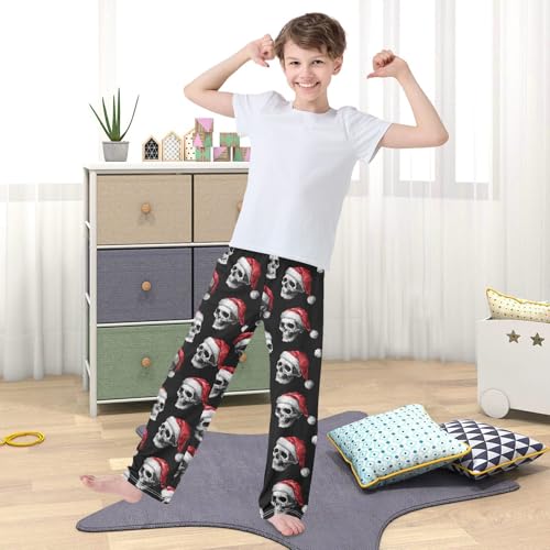 Christmas Pajama Pants Skull Santa Hat Long Sleep Pants Lounge Bottoms3