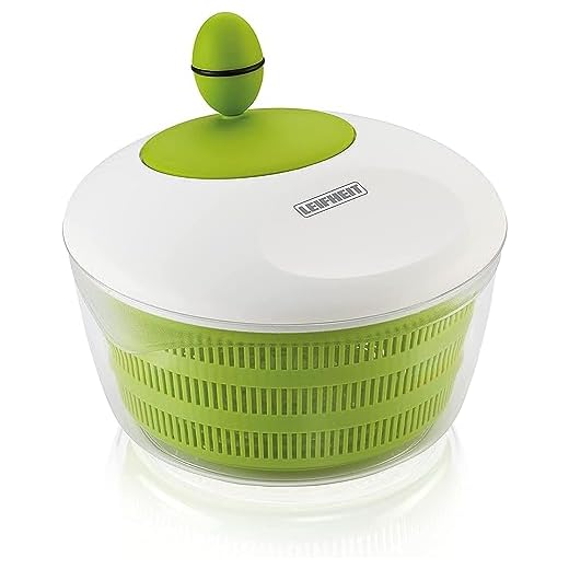 Leifheit Salatschleuder Colour Edition classic green für Rechts und Linkshänder, Salatschüssel zum Servieren, Küchenhelfer in trendiger Farbe