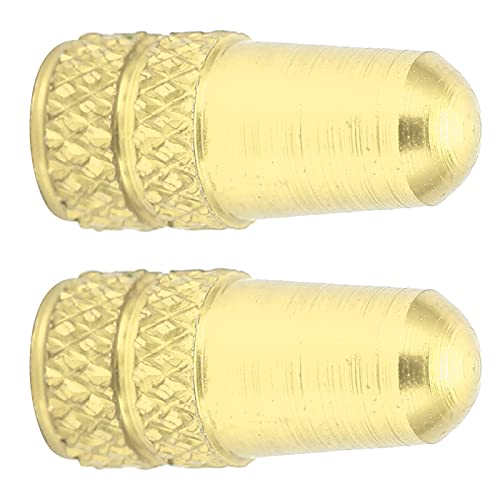 2pcs Valve Aluminum Alloy Bikes Tire Valve Dust Covers for Bikes and Mountain Bikes with Bright Colors (Gold)