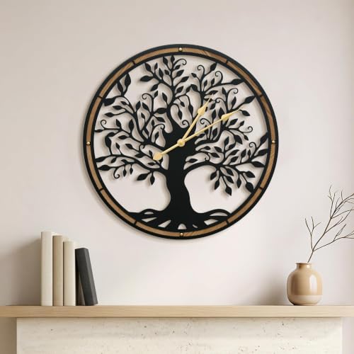 Micasso Large Wall Clocks Decorative: 15 Inch Tree of Life Battery Operated