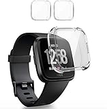 FINENIC Compatible for Fitbit Versa Protective Case, Slim Screen Protector Plated TPU Case Scratch Resistant Cover Compatible Fitbit Versa Smart Watch (Clear)