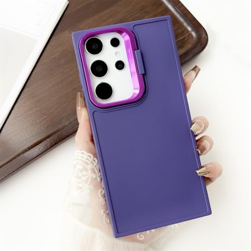 Coque Galaxy A35 5G en silicone mat violet foncé avec support pliable