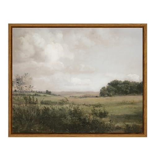 Viyyiea Vintage Landscape Wall Art, Nature Wilderness Scenery Paintings Decor Aesthetic, Framed Canvas Print Artwork, Retro Farm Landscape Wall Pictures cover