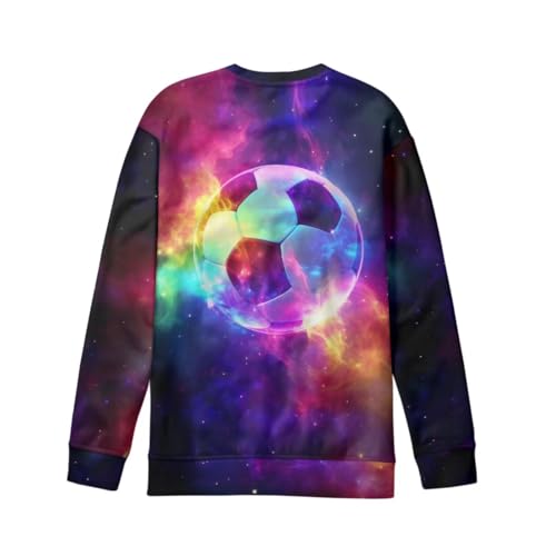 HUIACONG Neon Starry Soccer Boys Sweatshirts for 6-7 T Kids Long Sleeve Shirt Neon Galaxy Football Child Sweater Fahsion Teenger Fall Pullover Young Thin Breathable Athletic Tops2