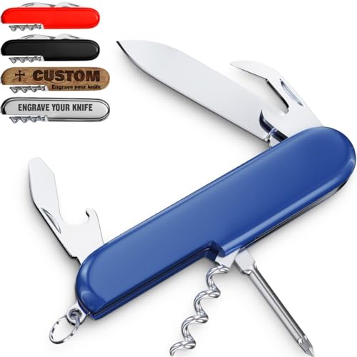 Multi Function Mini Knife - Best Keychain Accessories - Small Utility Multi Purpose Tool for EDC Camping Hiking - Cool Mens Birthday Gift Ideas for Men and Women 5005 BL