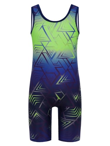 Eandarui Kinder Junge Fahrradtrikot Geometrisch Print Sport Overall U-Ausschnitt Jumpsuit Ärmellos Gymnastik Trainingsanzug Sportwear Leuchtendes Grün 110-116 Eandarui Kinder Junge Fahrradtrikot Geometrisch Print Sport Overall U-Ausschnitt Jumpsuit Ärmellos Gymnastik Trainingsanzug Sportwear Leuchtendes Grün 110-116