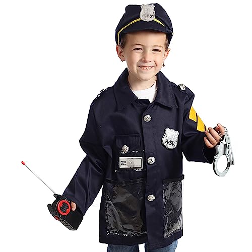 DRESS 2 PLAY Police Costume for Kids, Cop Toddler Dress Up Set Role Play With Accessories, Police Officer Costume for Kids Ages 3-7