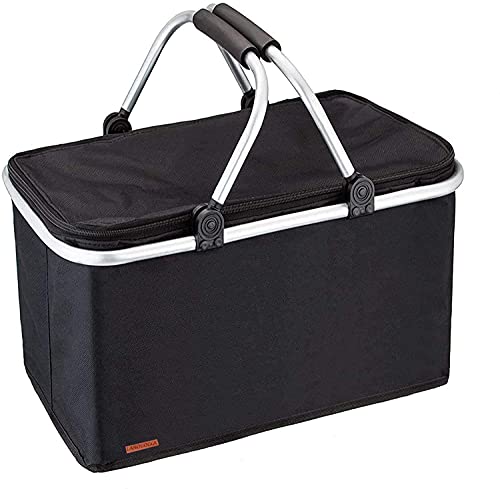 LANOUOGGK Picnic Basket -Grocery Basket- Laundry Basket -Market Basket-Insulated Strong Aluminum Frame Christmas gift basket