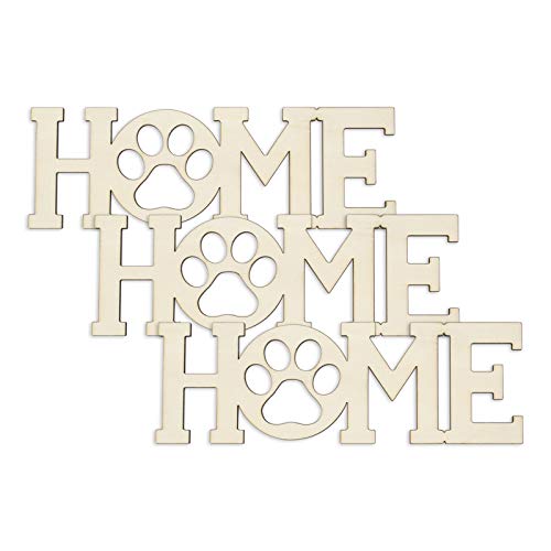 3Pcs Home Paw Wood Sign Blank Wooden Dog Cat Paw Plaque Unfinished Wood Diy Crafts Cutouts Ornaments For Puppy Pet House Door Wall Decorative, 7.9X2.6 In #TOP2