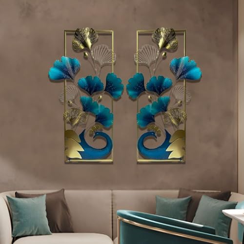 Image of SHREE 'O' GREEN TECH - Large Metal Multicolor Wall Art Decorative Peacock Rectangular Handcrafted Wall Hanging Sculpture Frame for Living Room, Bedroom, Hallway, Hotel, Office & Restaurant