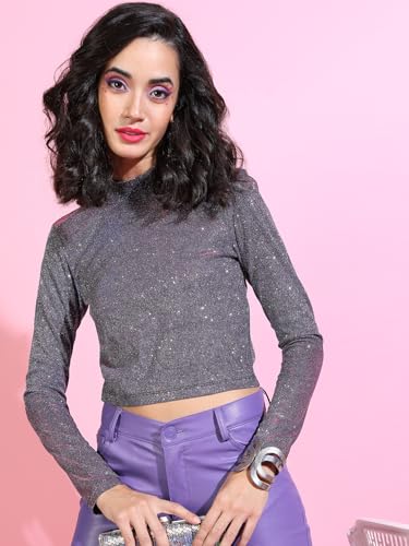 Image of Tokyo Talkies Women's Long Sleeves High Neck Solid Tops | Stylish