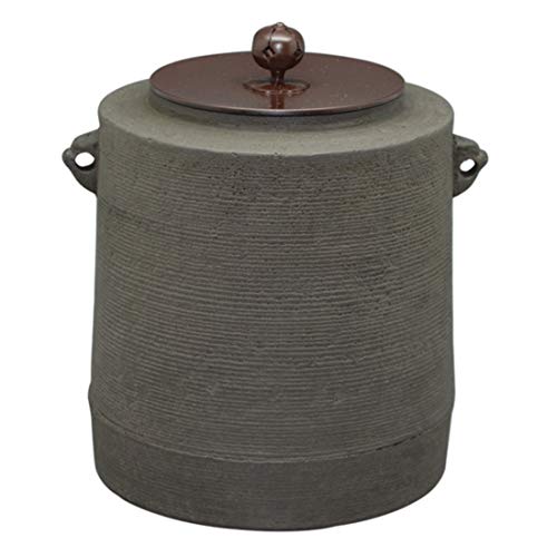 伊藤庄鋳造 茶釜 茶色 サイズ:直径16.4x高さ21.6cm 筒釜 糸目