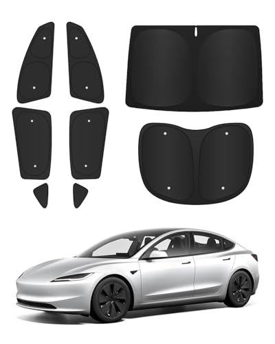 8PCS Windshield Sun Shades for Tesla Model 3 (2017-2025) Front&Rear Side Window Sun Shade Sun Visor Thermal Insulated Shield Privacy Protection for Camping Napping and Relaxing