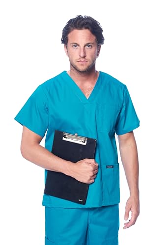 Image of Dagacci Scrubs for Men Set - V-Neck Scrub Top and Cargo Pants - 8 Pockets Men Scrubs Set