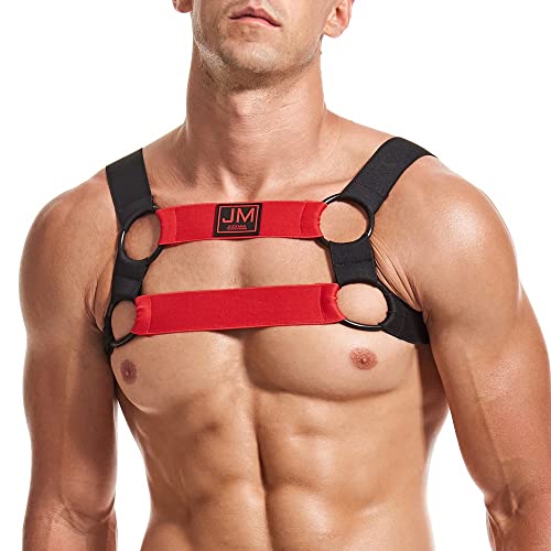 JOCKMAIL Herren Brust Harness Harness Herren Fitness Geschirr Sport Schultergurt männer Elastische Schulter Muskel Bänder (Rot S/M)