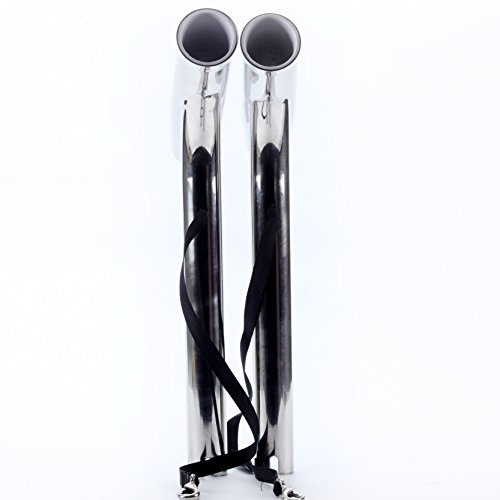image for Amarine Made 2Pcs Boat Fishing Rod Holder, Silver Highly Polished Stai