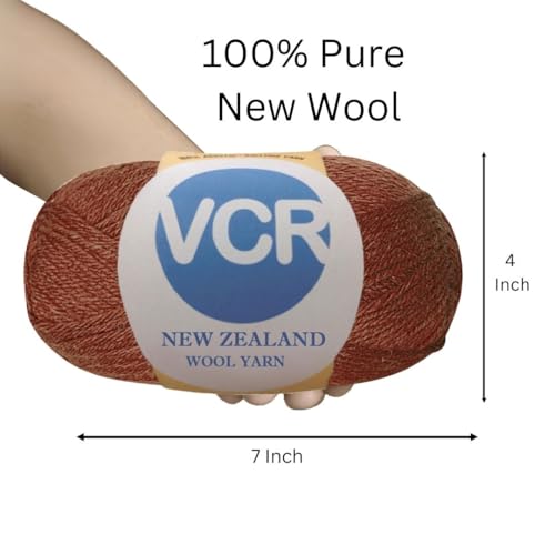 Image of VCR Brown Chunky Wool Yarn, 100 Grams, Hank, 196 Meters, 100% New Zealand Wool Knitting Yarn, Soft Crosia Thread Suitable for Baby Blankets & Booties Pack of 1