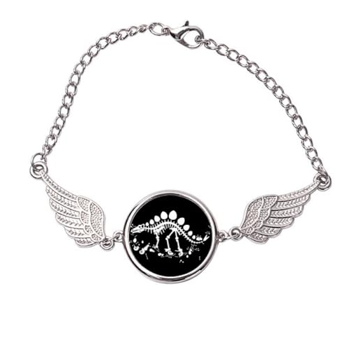 Bracelet stégosaure Dragon Grass ailes d'ange en métal pour look quotidien