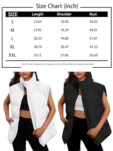 Automet Womens Puffer Vests Fall Fashion Jackets Puffy Outfits 2024 Trendy Sleeveless Long Down Coats Outerwear Quilted Winter Plus Size Bubble Clothes Pocket Black S thumb #6