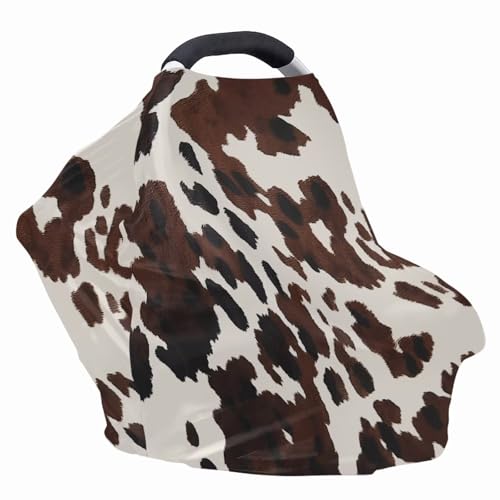 Image of Wanyint Cows Print Car Seat Covers for Babies,Muslin Car Seat Covers Canopy Covers,Breathable Breastfeeding Scarf Nursing Cover Carseat Canopy for Boys Girls