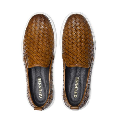 GIFENNSE Men's Hand-Woven Leather Casual Loafers Sneakers4