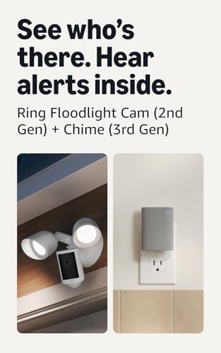 Image of Ring Floodlight Cam, Wired (newest model), White with Chime (3rd Gen)