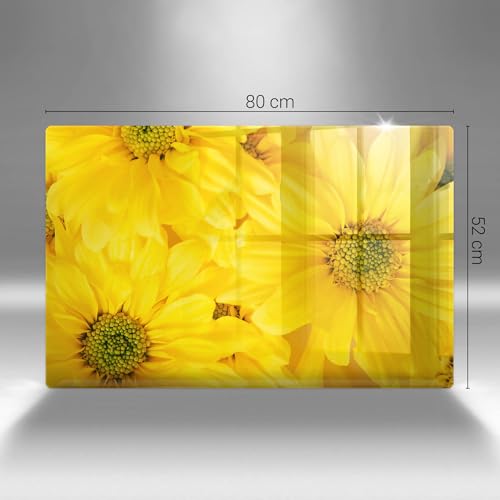 Planche à découper 80x52cm Wallfluent résistante à la cuisson avec décor pétales de fleurs