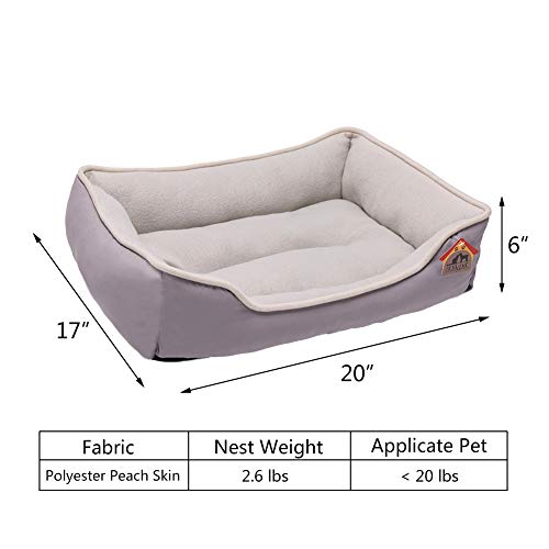 Hollypet Polyester Peach Skin Fabric Plush Small Dog Cat Bed Self-Warming Pet Bed, Light Gray #TOP2