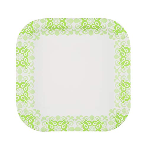 Glad Tabletop Square Disposable Paper Plates For All Occasions | Soak Proof, Cut Proof, Microwaveable Heavy Duty Disposable Plates | 50 Count (Pack Of 1),Green #TOP1