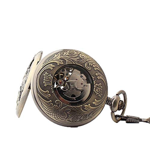 Floyinm Automatic Mechanical Pocket Watch Half Hunter Case Steampunk Skeleton Dial For Men Women #TOP3