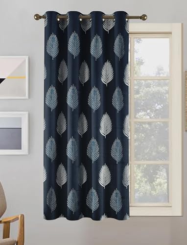 Image of FRESH FROM LOOM Stylish 6ft Jacquard Curtains | Modern Finish | Blocks 80% Light | Window Ready | Anti-Wrinkle, Luxury Curtain (6ft, Navy-Blue, 1pc)