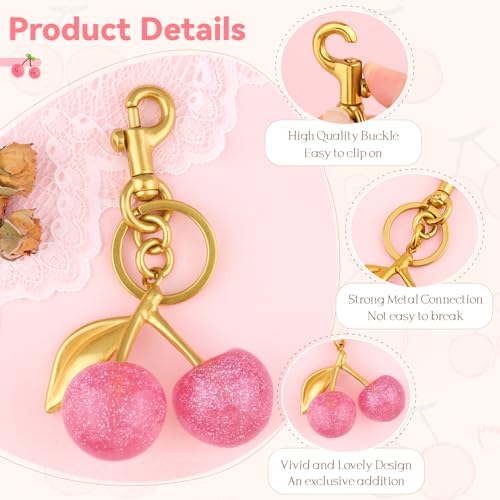 Image of TINKRSTUFF Cherry Bag Charm Cute Key Chains Cherry Purse Charms for Handbags, Strawberry Keychain Best Gifts