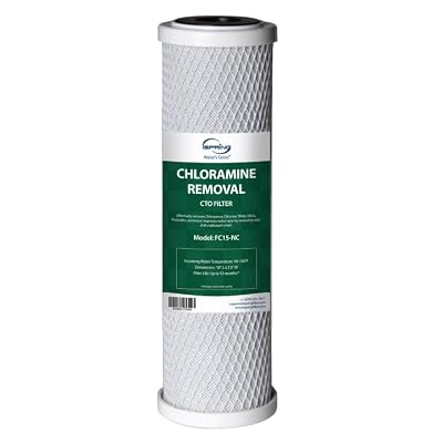 iSpring FC15-NC Replacement CTO Carbon Block Water Filter Cartridge for Under Sink Water Filtration System, Reduces Chloramine, White, Pack of 1
