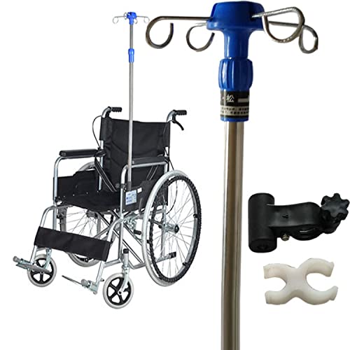 Support à perfusion pour fauteuil roulant en acier inoxydable réglable 4 crochets