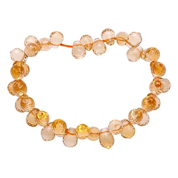 JYX - Braccialetto da donna in cristallo naturale, 7 x 9,5 mm, con citrino sfaccettato a forma di goccia, 17,8 cm