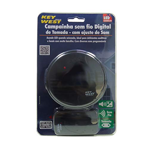 Campainha Digital Sem Fio com Som Ajustável Bivolt Preto - DNI 6381