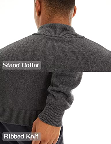 Fall Sweaters Turtleneck Sweater For Men Slim Quarter Zip Tops Mens Fashion Winter Sweater Pullover Sweaters Long Sleeve Men Polo Sweater Dark Grey #TOP4