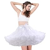 aingycy Women's Puffy Tutu Skirt Elastic Waist Tulle Tutu Skirt Fluffy Princess Ballet Dance Underskirt White