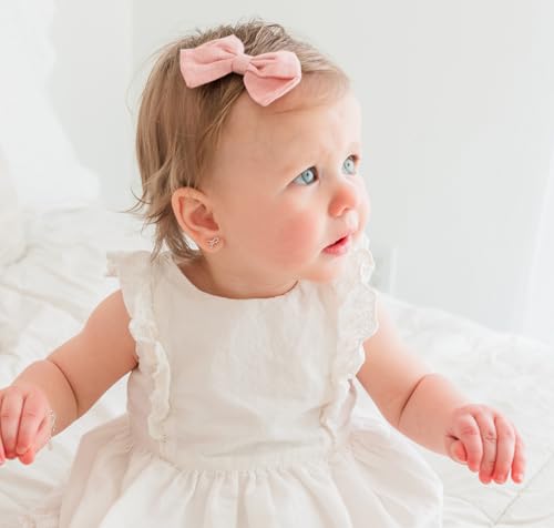 Cherished Moments Children's Sterling Silver Pink Bow Screw Back Earrings for Babies, Little Girls, Kids and Toddlers3