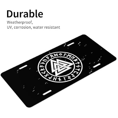 Viking Age Symbol Norse Warrior Car Front Fake License Plate Decoration Vanity Label 6x12 Inch Front and Rear License Plates