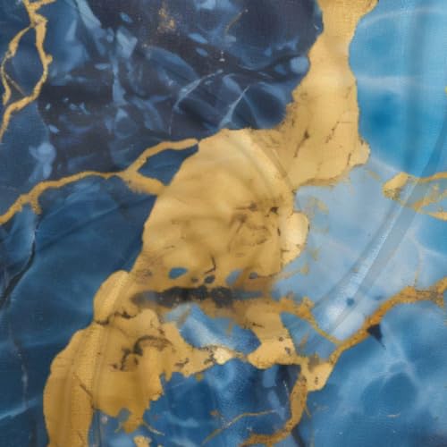 Square Silk Scarf for Women, Blue Marble Golden Liquid Lightweight Women's Fashion Scarves Wraps for Hair, Breathable Neck Scarf for Ladies Girls Dressy, 23.6x23.6 in3