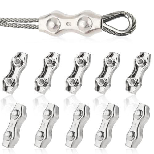 10x Edelstahl Drahtseil-Klemmen 2mm - Kreuzklemmen Für Geländer
