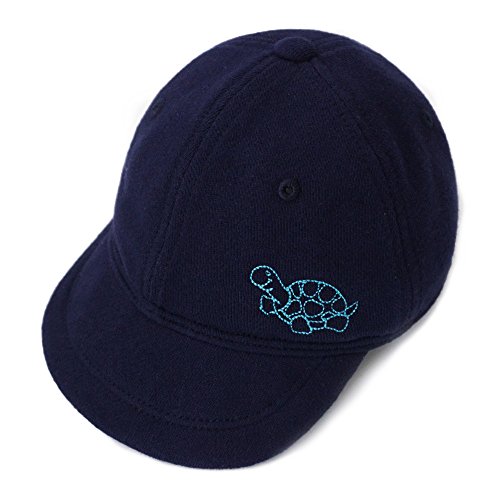 Keepersheep Baby Baseball Cap Infant Sun Hat, Cotton Knit with Soft Brim, Adjustable Soft Newborn Toddler Cap (US, Age, 0 Months, 3 Months, New Size-Navy Turtle)