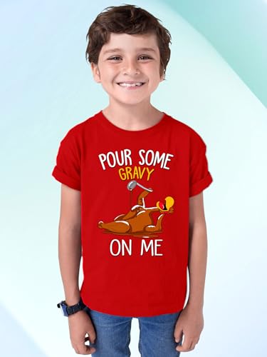 Turkey Pour Some Gravy On Me Funny Thanksgiving Shirts for Kids Youth Tshirt2