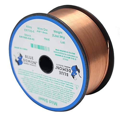 Blue Demon ER70S6 X .030 X 2 LB MIG/GMAW Carbon Steel Welding Wire, All Position, Low Spatter, Formulated to Provide Porosity-Free, X-Ray Quality Welds