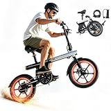 Bici Elettrica,16" Bicicletta Elettrica Pieghevole Autonomia di 30-50 , Bici Elettrica con Batteria 36V 12.8Ah E-bike da per Adulti e Adolescenti con 3 Modalità di Guida,IPX4,Carico 120kg,Unisex