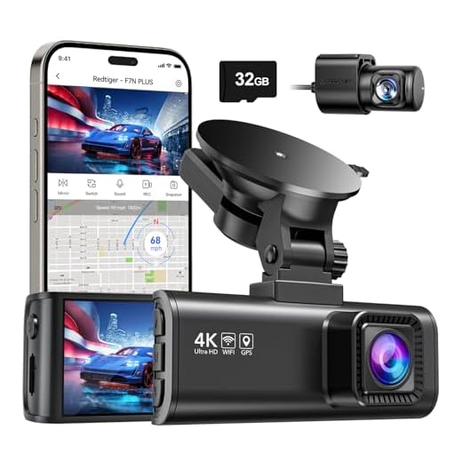 REDTIGER Dash Cam Front Rear, 4K/2.5K Full HD Dash Camera for Cars, Free 32GB Card, Built-in Wi-Fi GPS, 3.16” IPS Screen, Night Vision, 170°Wide Angle, WDR, 24H Parking Mode