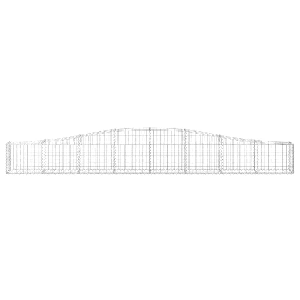 Cestas de gavión (10 unidades, 400 x 30 x 40/60 cm, hierro galvanizado, diseño de arco alto, duradero, protección contra el viento y la privacidad, para jardín, terraza, balcón, pasillo